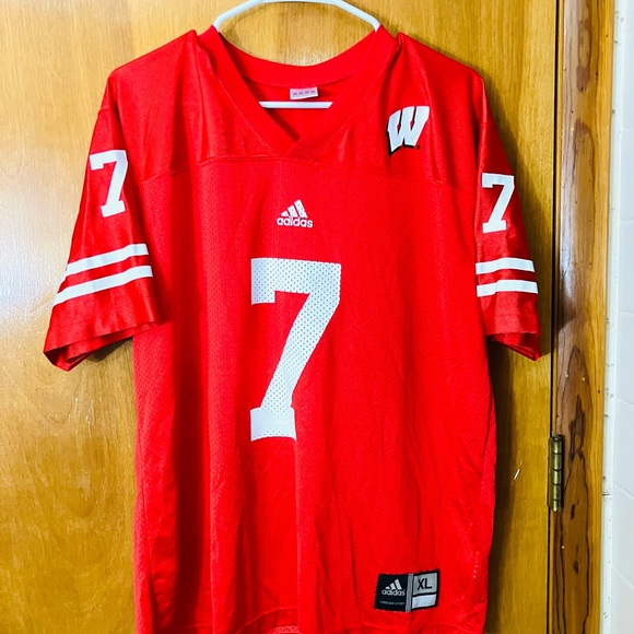 Adidas Wisconsin Badgers Youth XL(18/20) Red Football Jersey #7 Minor Read - Picture 2 of 9